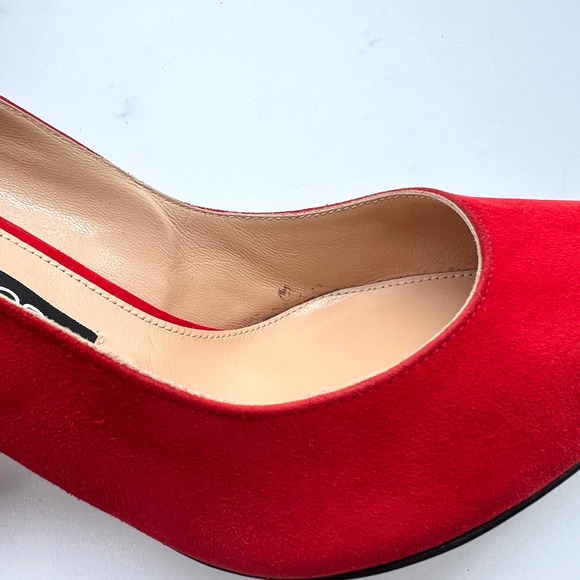 SERGIO ROSSI Shoes Womens 40 Red Suede Milano Pump Pointy Toe Heels Stiletto - Picture 13 of 13